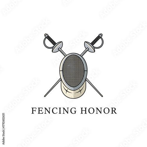Fencing Honor Crossed Swords and Mask Logo