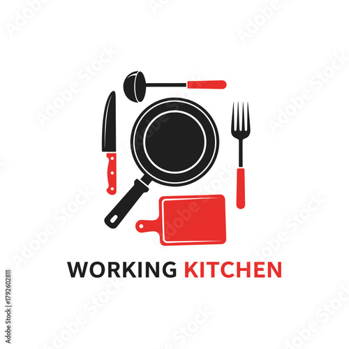 Working Kitchen Cooking Utensils and Food Prep Logo