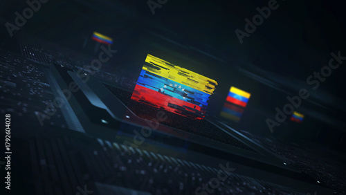 Venezuela digital technology flag on computer CPU