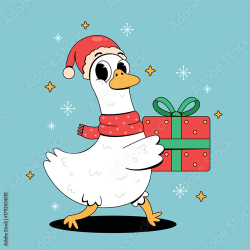 Christmas Goose Delivering a Holiday Gift