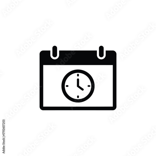 Time Management Calendar Clock. Scheduling Timeline Icon. Appointment Planning Symbol.