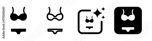 Stylish bikini icon vector illustration in transparent PNG for summer beach fashion, pool, and sea lifestyle design concepts