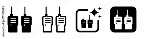Handheld walkie talkie icon vector illustration in transparent PNG for two-way radio communication and portable transceiver design concepts