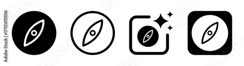 Compass icon illustration representing location finder and path explorer concept for geology and traveling in modern black transparent PNG vector style