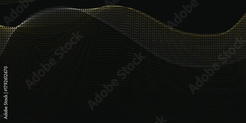 Black Art stars Abstract background with luxurious golden waves on dark background
