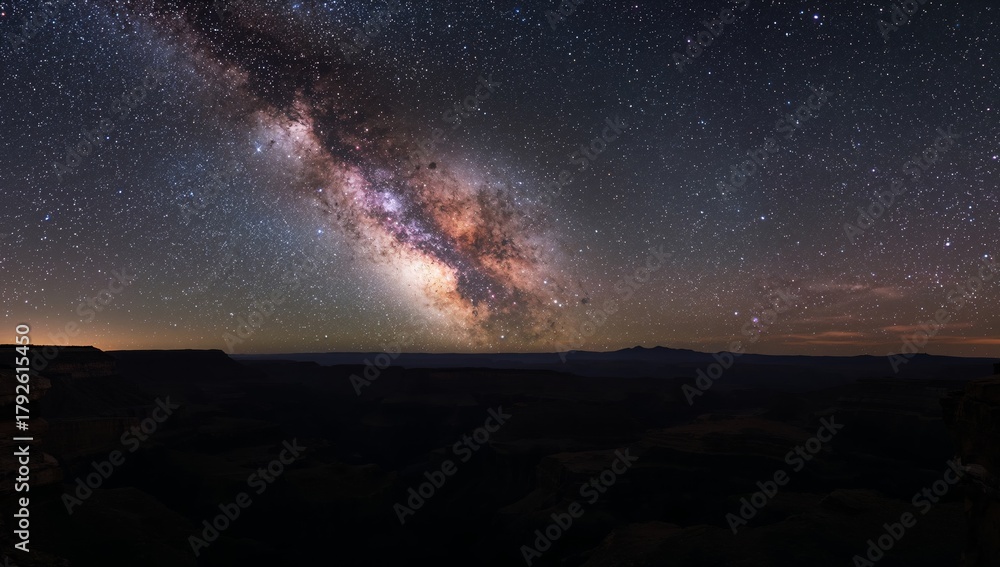 Fototapeta premium Celestial Canvas Over Darkened Forms. A Study in Light and Shadow, Cosmic Textures.