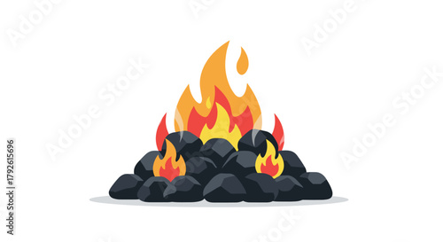 Vibrant campfire with glowing embers and warm flames ignites a cozy outdoor ambiance for storytelling and gathering