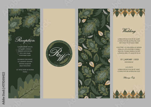 Vector Ornate Vertical Invitation in Fall color palette. Template for invitation card, wedding invitation, name tag, thank you message, bookmark, menu, label, banner etc with place for texts.