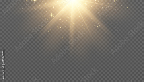 Light overlay, sun rays, transition, lens, sun glare with slight highlights of New Year's bright light, festive mood, vector graphics.