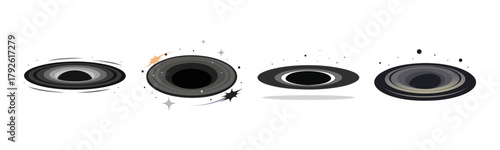 Black hole collection: four stylized cosmic voids in space universe