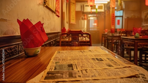 Traditional Chinese Restaurant Table Warm Interior
