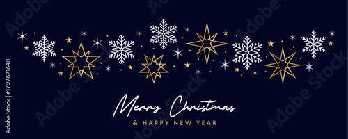 snowflakes and stars border isolated vector illustration