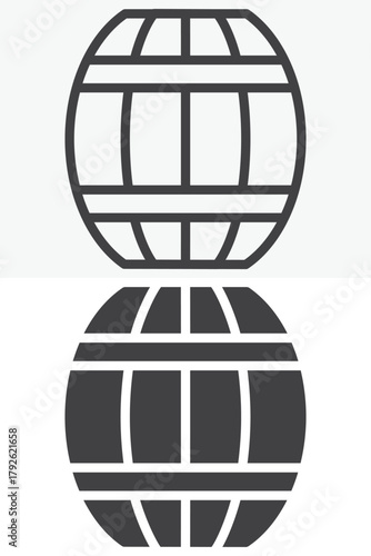 Beer barrel vector icon set in line and solid different style