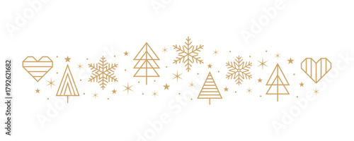 snowflakes and stars border isolated vector illustration