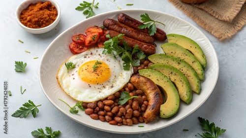 Delightful bandeja paisa feast showcasing Colombian flavors with fresh ingredients and vibrant colors