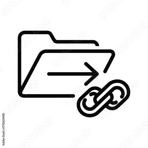 Folder icon with arrow and chain link, representing file sharing or linking