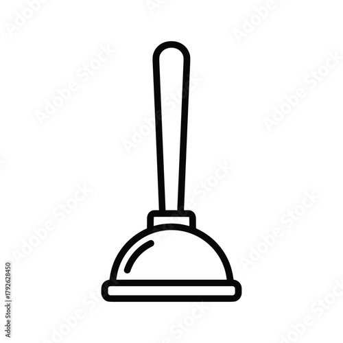 Plunger line icon outline drawing of a toilet plunger for cleaning