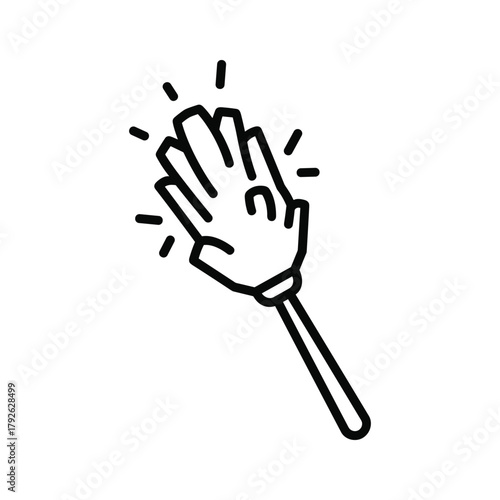 Duster line icon outline drawing of a hand duster for cleaning dust