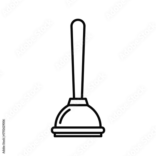 Simple line art illustration of a plunger, , perfect for cleaning and plumbing needs