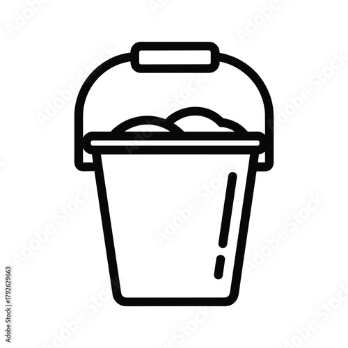 Illustration of a bucket filled with sand, a simple and clean design