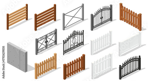 Diverse collection of fences and gates showcasing modern and classic designs for property enhancement and security