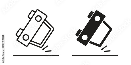 Overturned car icon logo design element. minimalist style icons