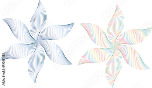 Photos Abstract line art flowers, blue and pastel hues design Vector