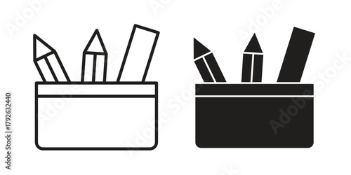 Pencil box icon logo design element. minimalist style icons