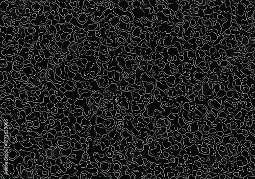 Topographic contour lines, abstract terrain map, black background, elevation pattern, scientific visualization, scalar field, vector texture, geographic design