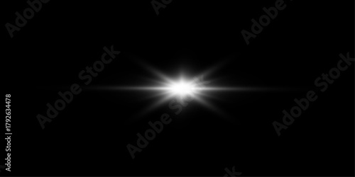 Png white star light, sparkle. Yellow light effect. Shining light with yellow gold color. Png spotlight spark.Vector transparent sunlight special lens flare light effect