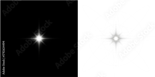 Png white star light, sparkle. Yellow light effect. Shining light with yellow gold color. Png spotlight spark.Vector transparent sunlight special lens flare light effect