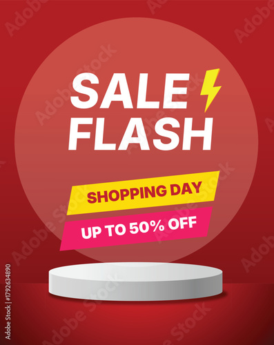 Sale flash shopping day with 50% off promotion