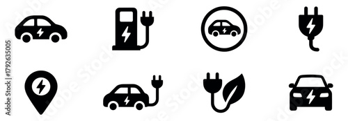 Car charging point icon. Electric plug symbol. Electricity sign. Electric car icon.	
