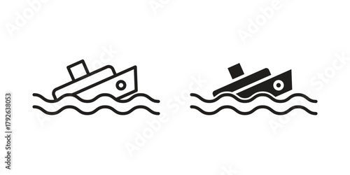Sinking ship icon logo design element. minimalist style icons