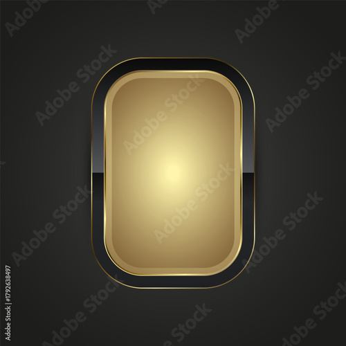 A luxurious gold web button with smooth edges and a subtle inner glow, radiating sophistication and prestige on dark background used in UI vector concepts