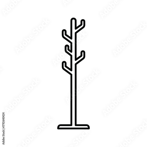 Simple line art icon of a coat rack