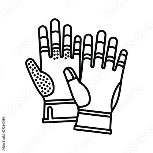 Pair of gardening gloves, line art icon