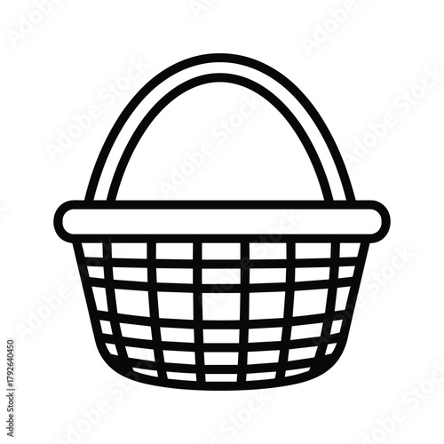 Simple line art icon of a woven basket