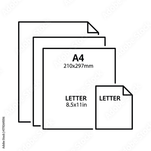 Stack of paper sizes including a4 and letter