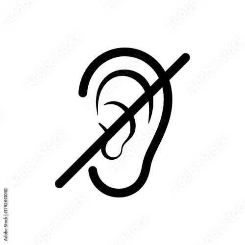 Ear with diagonal line icon
