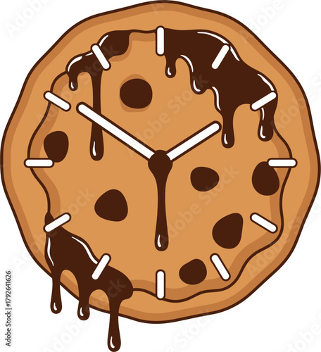 Surreal Melting Chocolate Chip Cookie Clock Illustration