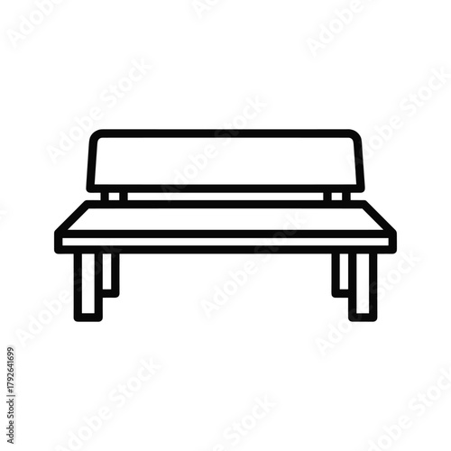 Simple line art icon of a park bench