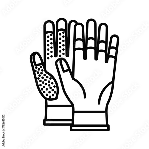 Outline drawing of a pair of gardening gloves