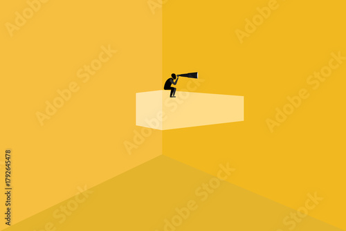 Business think outside the box. concept of business vision, original idea, innovation and invention