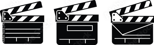 Film clapperboard icon for cinema and video production design vector illustration. 