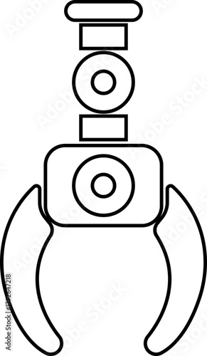 Grabber Robotic Arm Icon Industrial Claw, Mechanical Hand, Automation Tool, Factory Robot, and Engineering Machine Symbol Vector in Black Color Line Style