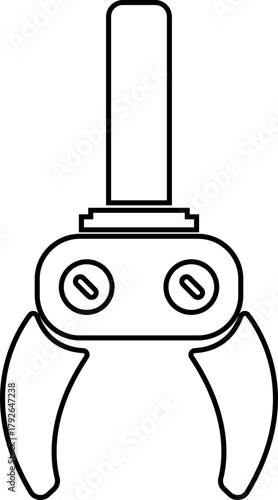 Grabber Robotic Arm Icon Industrial Claw, Mechanical Hand, Automation Tool, Factory Robot, and Engineering Machine Symbol Vector in Black Color Line Style