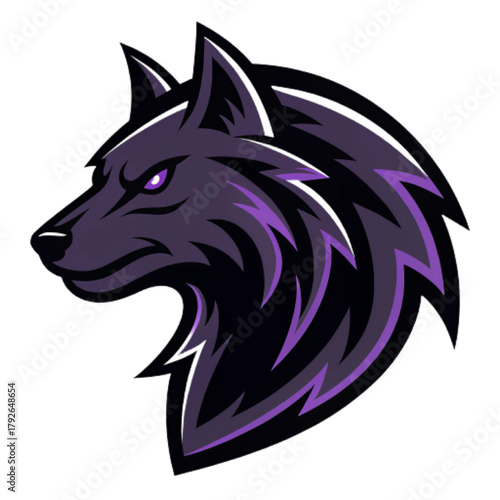 Blackhole Beast Esport Mascot Logo – Vector Logo Design with Black and Purple Colors, Bold Geometric Form, Transparent Background PNG

