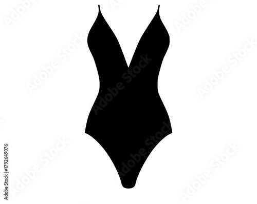 a black and white silhouette of a swimsuitbat, black, illustration, profile, umbrella 