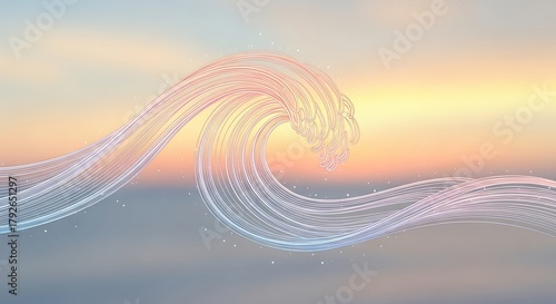 Fototapeta Naklejka Na Ścianę i Meble -  Elegant wave illustration with pastel colors creating a serene and calming atmosphere perfect for backgrounds and creative projects with a minimalist aesthetic